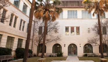 a wide view of the architecture library at UT