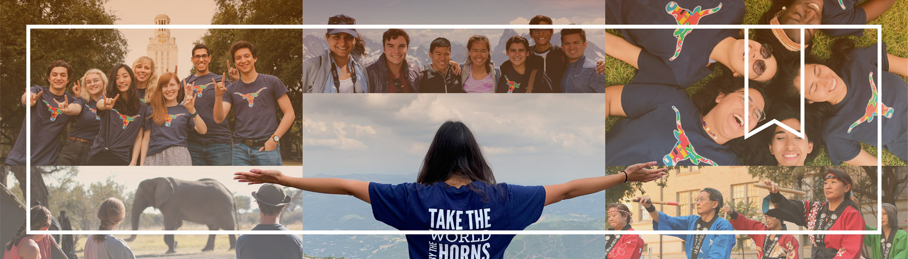 A collage of our diverse longhorns in group photos from around the world
