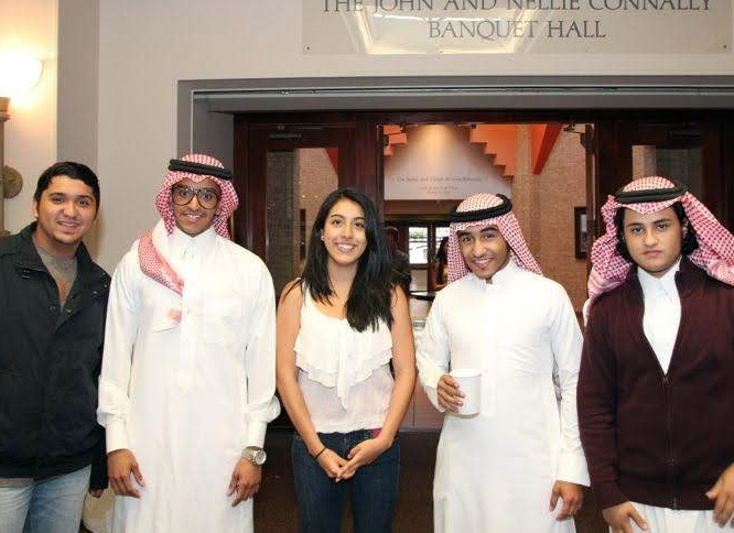 Alejandra with 4 students from the Middle East