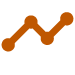 Burnt orange icon of a graph line.