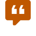 Burnt orange icon of a quote bubble with a quotation mark inside.