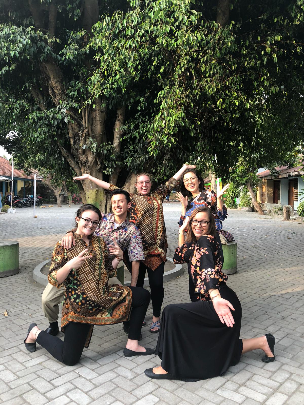 Miguel Robles with other PC volunteers in Indonesia wearing batik