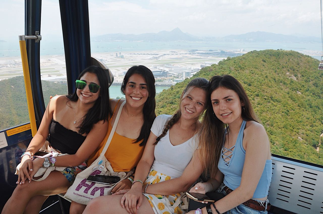 Saera with other exchange students in Hong Kong