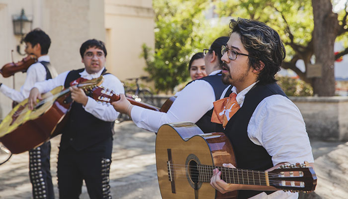 A mariachi band performs for participants of the Global Professional Training: Mexico conference.