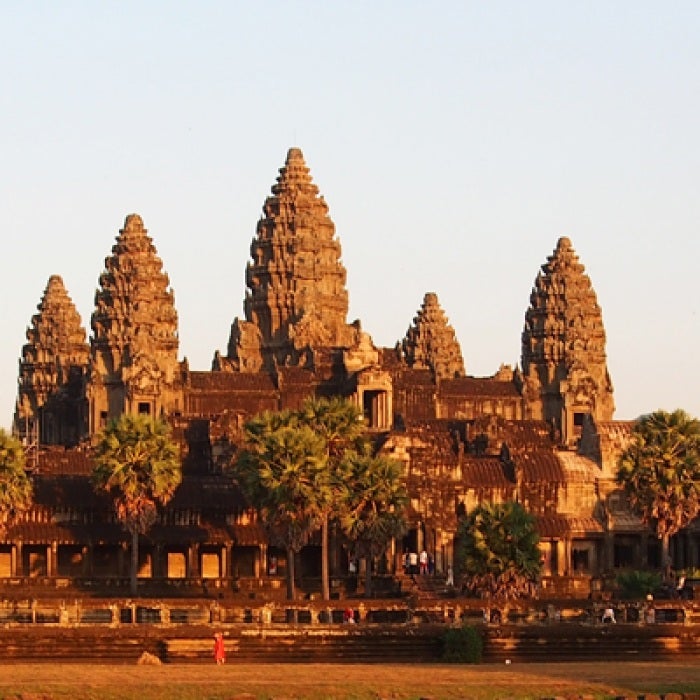 Cambodia stone structure with tropical trees