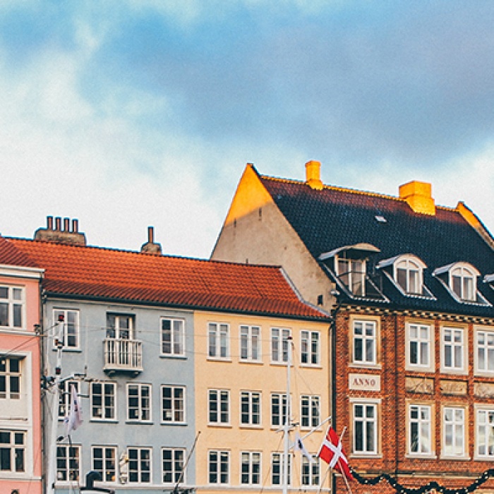 Row of colorful houses in Denmark