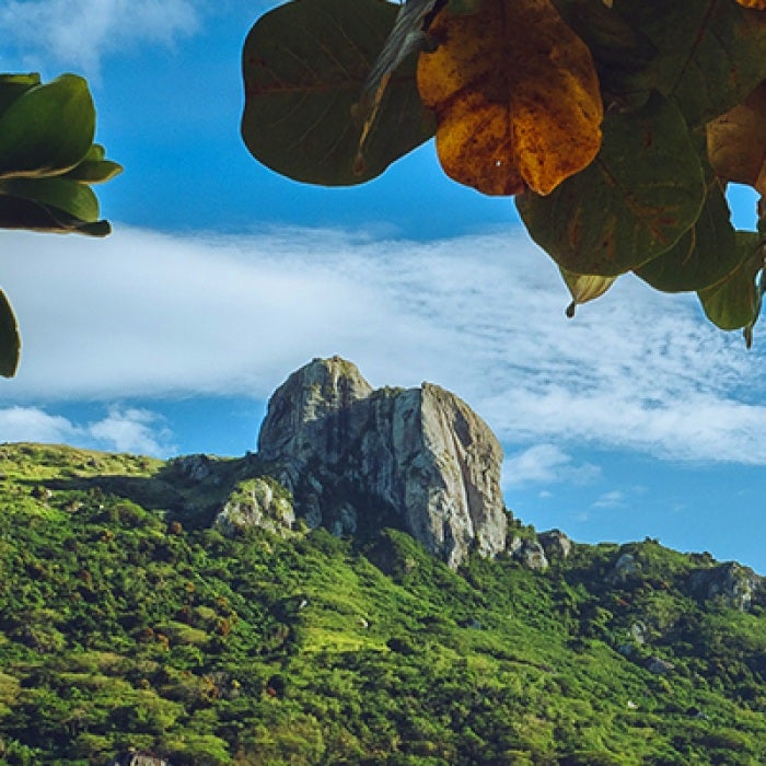 Fiji hill against blue sky