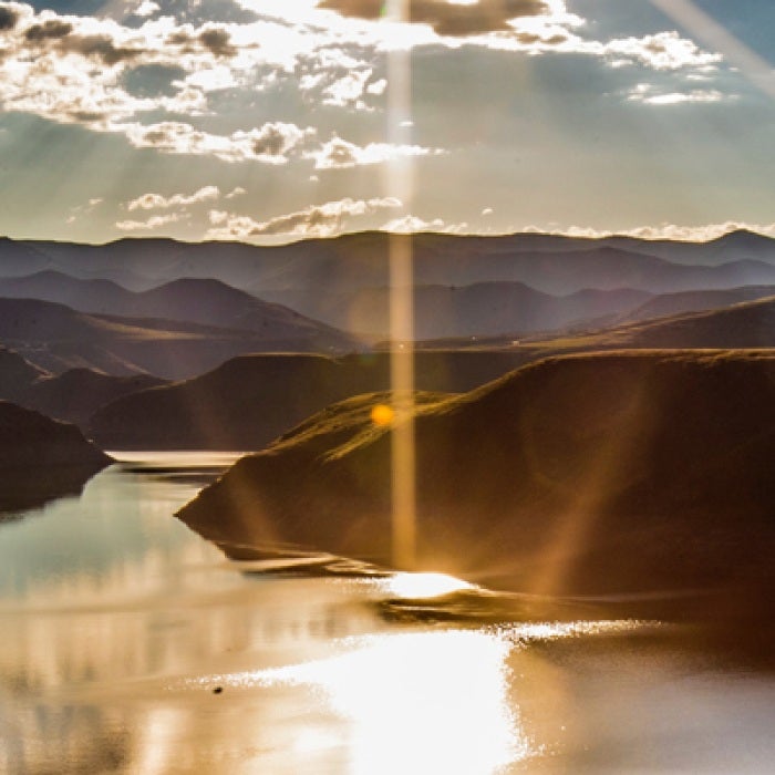 Mountains in Lesotho divided by river