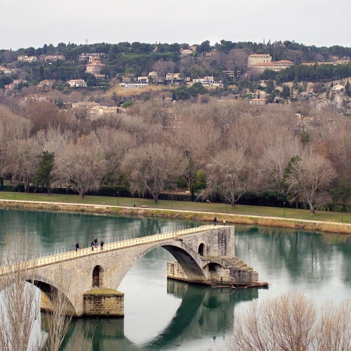 aqueducts on body of water near trees and city during daytime