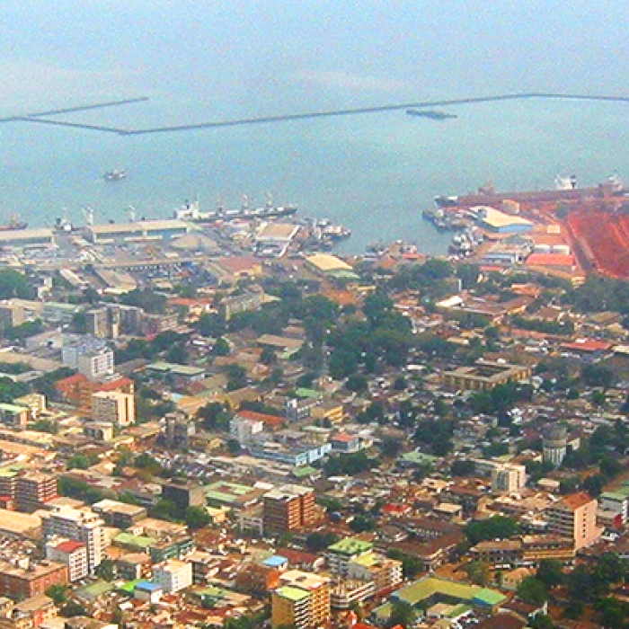 Aerial view of a city in Guinea.