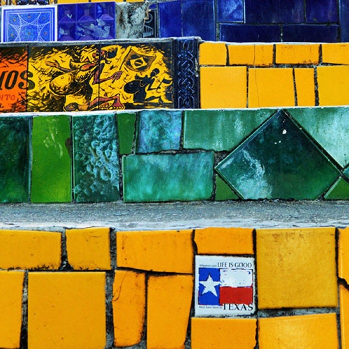 Colorfully painted stone wall in Brazil