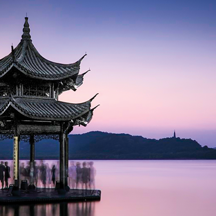 Hangzhou, China landscape in the evening