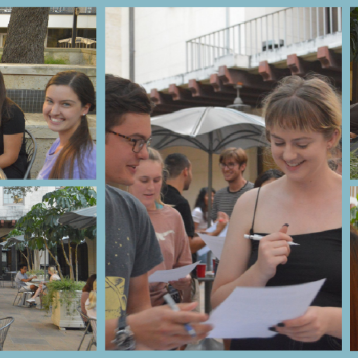 collage of students at a previous outdoor event