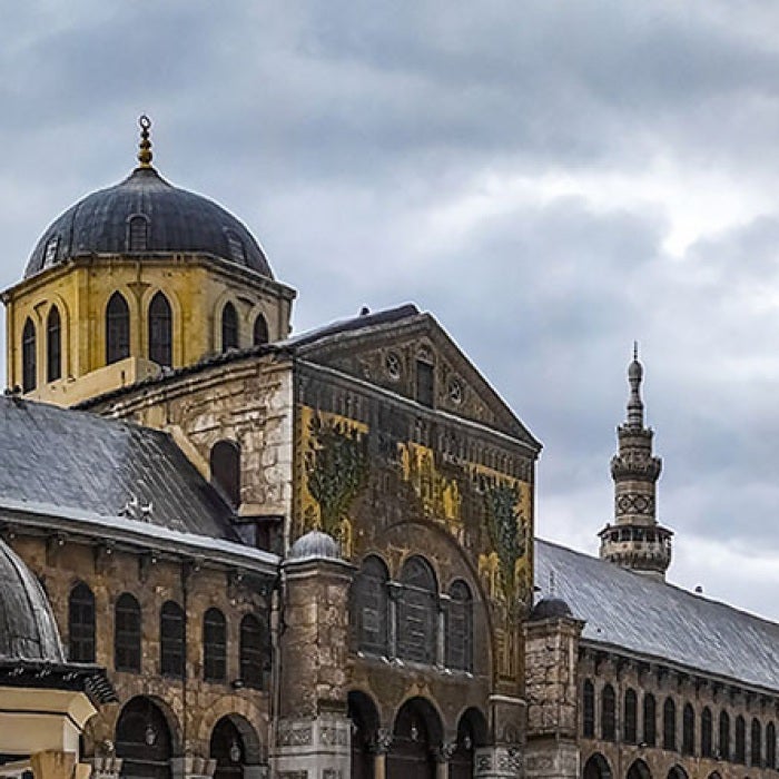 The Umayyad Mosque, also known as the Great Mosque of Damascus, located in the old city of Damascus, Syria