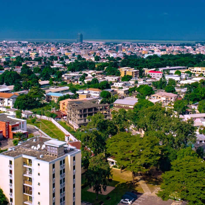 Aerial photo of the capitol city of Brazzaville in the Republic of the Congo