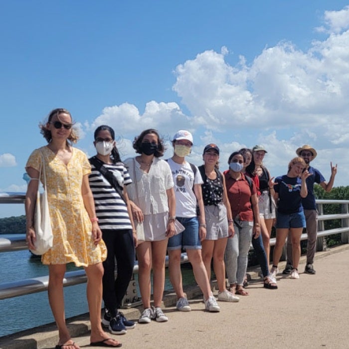 new international students on the south congress bridge