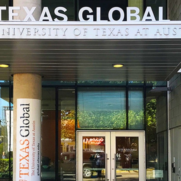 The Texas Global building entrance at 2400 Nueces