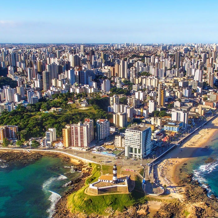 Aerial view of Salvador da Bahia cityscape, Bahia, Brazil.