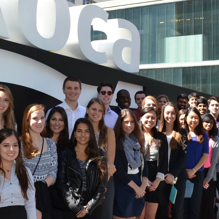 Barcelona student interns pose for a group photo