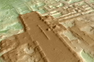 3D rendering of overhead view of ancient Mayan site 
