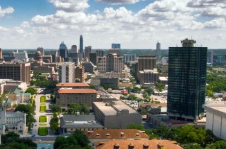 an aerial view of the austin skyline