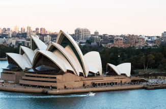 a view of sydney with the opera house on the ocean 