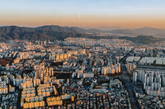 a view of seoul, south korea in the mountains