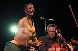 Nathalie Joachim and Spektral Quartet performing together