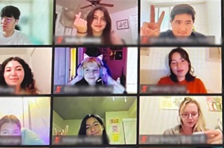American and Korean students onscreen in a Zoom call