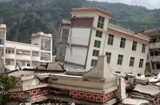 Buildings sit at bizarre angles after an earthquake in China