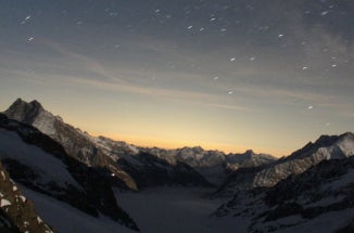 The view from the CERN Observatory of the Alps at sunset.