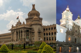 Buildings in Bangalore, India, and Quito, Ecuador