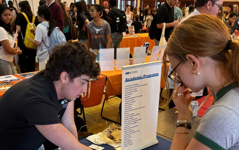 Affiliate program coordinator for DIS Abroad engaging with student