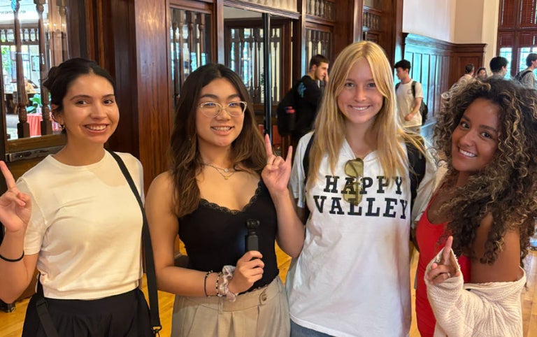 Students posing at Education Abroad Fair