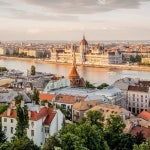 Hungary capital with river during sunrise