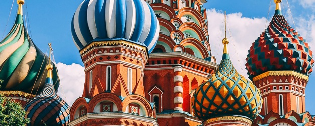 St. Basil's Cathedral colorful domes in Red Square of Moscow, Russia