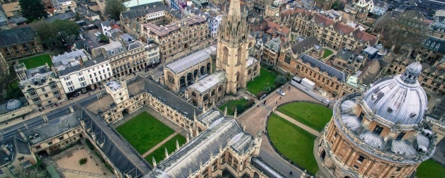 Aerial view of Oxford University in the UK