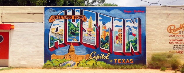 Greetings from Austin downtown mural
