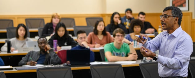 A faculty member instructs a class