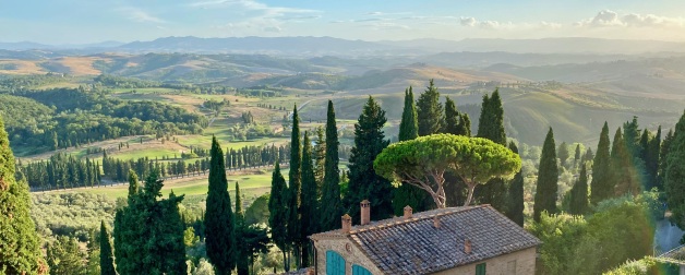 Gorgeous views of the fertile valleys of Tuscany, Italy