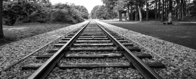 The railroad of a concentration camp from a ground point of view
