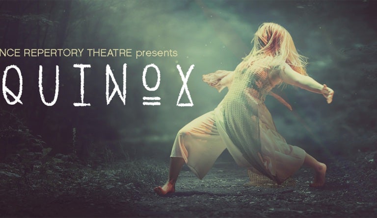 Dancer wrapped in a veil on the poster for UT dance concert EQUINOX