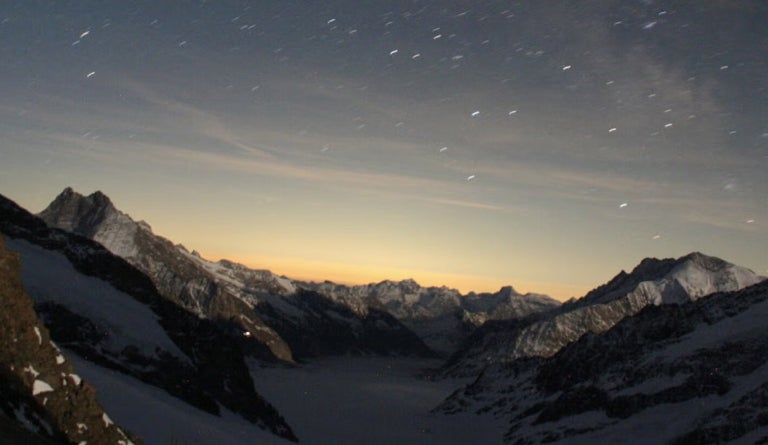 The view from the CERN Observatory of the Alps at sunset.
