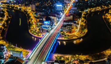 a view of ho chi minh city at night
