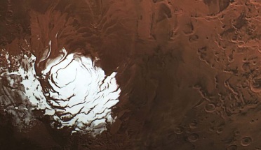 What appeared to be liquid water under Mars’ frozen south pole is likely just volcanic rock buried beneath ice, the study found. 