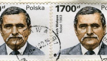 Postage stamp of Lech Wałęsa, Nobel Peace Prize winner and former president of Poland