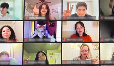American and Korean students onscreen in a Zoom call
