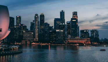 Skyline of Singapore over the water