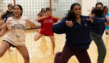 Dancers from Texas Mohini Bollywood dance team practice at UT Austin