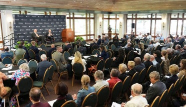A crowd at the 2026 Texas National Security Forum at UT's Clements Center for National Security